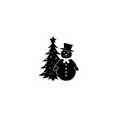 Snowman silhouette , snowman vector