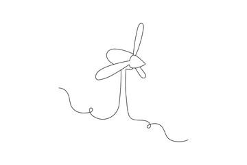 Wind turbine icon continuous one line drawing minimalist style vector illustration
