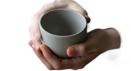 Cup cradled tenderly within gentle palms