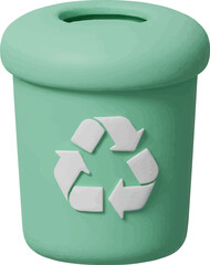 Mint green recycle bin for sustainable lifestyle