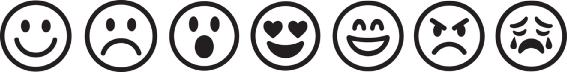 Obraz premium Emotion Line Art Icon Set in minimalist silhouette style, showing various human feelings.