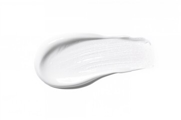 Fototapeta premium White cosmetic cream spread on a light surface. Texture of skincare product.