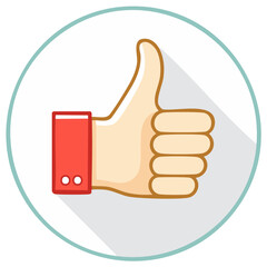 Thumb Up Hand Gesture in Circle Modern Style Positive Feedback Icon