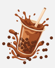 chocolate boba drink splash