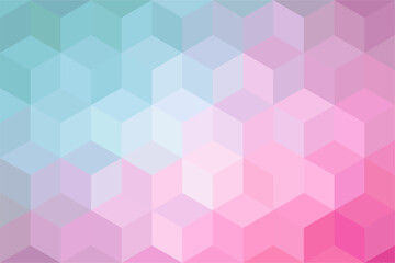 Three dimensional pink and blue cubic pattern for background.