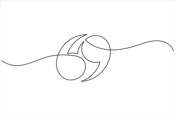 Obraz premium Quote mark continuous one line drawing minimalist outline vector icon illustration