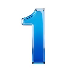 Glossy blue shiny number one on white. Represents success, first place, and