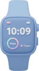 Pastel smartwatch displays fitness tracking metrics