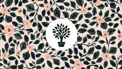 A creative graphic artist designed a standalone tree illustration featuring floral foliage, serving as a backdrop for a book cover and including an elegant flower symbol to express the theme