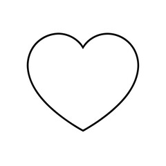 Simple heart outline on white page on transparent background