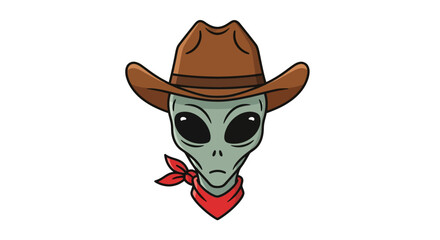 Extraterrestrial Outlaw: A cartoon depiction of an alien wearing a cowboy hat and bandana