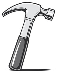Bold graphic vector illustration of a classic claw hammer construction tool
