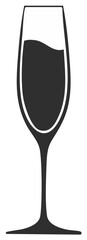 Elegant Champagne Flute Silhouette for Celebrations and Special Occasions, Beverage, Luxury, and Refined Taste