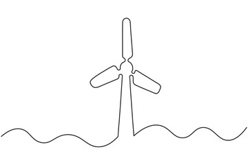 Wind turbine icon continuous one line drawing minimalist style vector illustration
