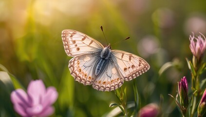 Naklejka premium The captivating beauty of a butterfly, showcasing its vibrant colors and delicate wings, symbolizing nature's wonder