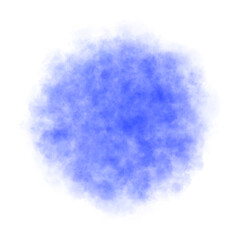 Round blue smoke cloud on transparent background with soft edges and realistic texture for design and compositing
