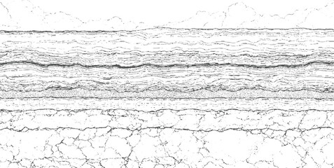 Abstract layered texture with cracked ground and wavy lines background pattern