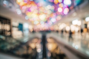 Fototapeta premium Abstract Background of Shopping Mall with Blurred Bokeh Lights