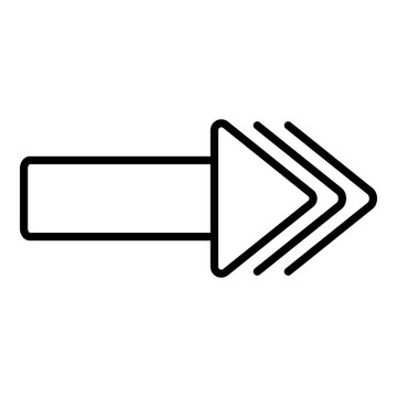 Zippy, linear stroke graphic representing a fast-forward control with multiple arrowheads. Outline style, appropriate for sleek interfaces dealing with video playback, sequential data access, or quick