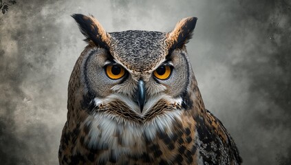 Intense Stare of a Spotted Eagle-Owl (Bubo Africanus) in Close-Up