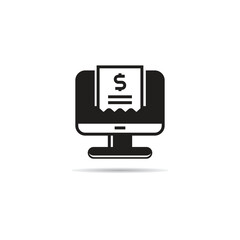 online bill on desktop computer icon vector illustration