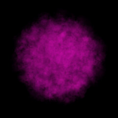 Round pink smoke cloud on transparent background with soft edges and realistic texture for design and compositing