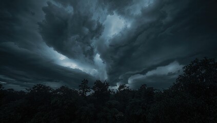 Fototapeta premium Background of dark sky signaling an impending thunderstorm, erosion risk