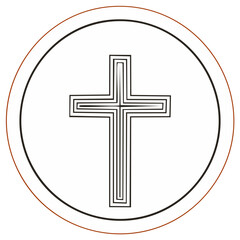 Obraz premium Abstract layered cross symbol in a bold circular design spiritual emblem