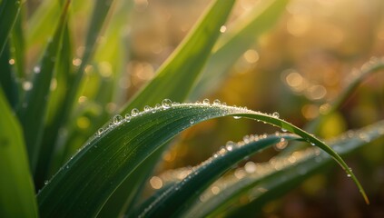 Fototapeta premium Extreme close-up of water droplets on foliage