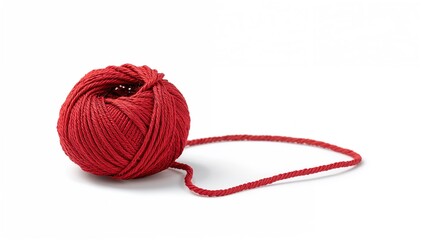 Isolated red thread against a white backdrop with selective focus, vintage style.
