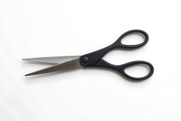 Generative AI sleek black scissors on a clean white background.