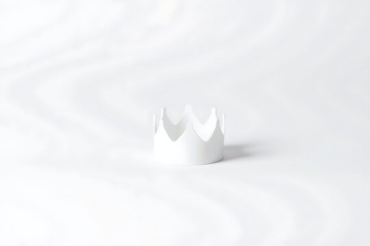Generative AI simple white crown object isolated on white background.