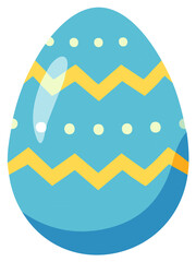 Festive Easter Egg with Zigzag Stripes and Polka Dots in Light Blue and Yellow