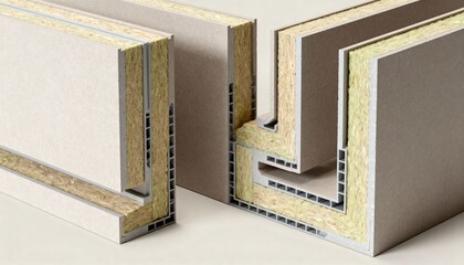 Closeup medium frame of custom cut structural insulated panels tailored for a unique architectural project highlighting craftsmanship and flexibility.