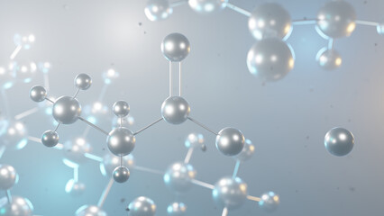 sodium propionate molecular structure, 3d model molecule, sodium propanoate structural chemical formula view from a microscope
