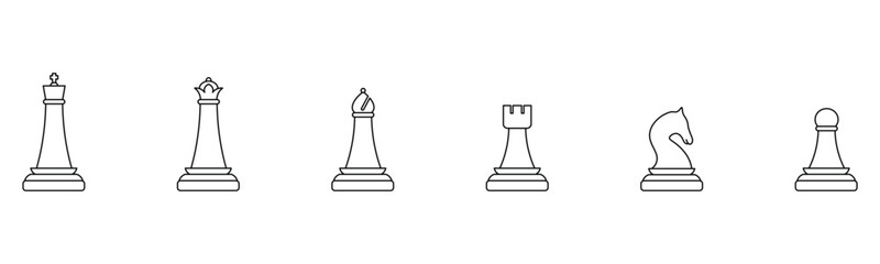 Chess silhouettes. Chess icons set. Chess vector icons. Chess figures. Chessboard