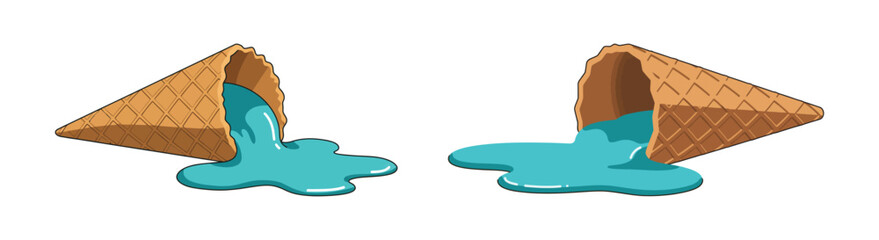 Spilled Ice Cream Cones A Playful and Colorful Illustration for Designs