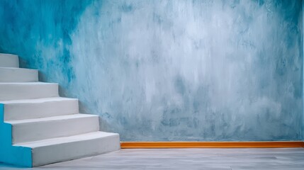 Blue painted wall provides calming background smooth blue wall surface displays uniform color