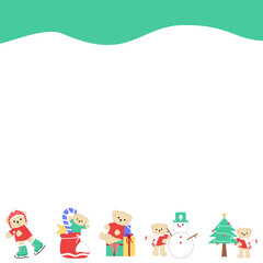 Obraz premium Cute Winter Teddy Bear and Snow Scene Digital Note Paper, Christmas Holiday Stationery
