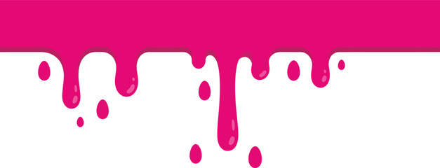 Vibrant pink liquid substance dripping downwards, creating a dynamic, gooey, and fluid abstract background on a clean white canvas