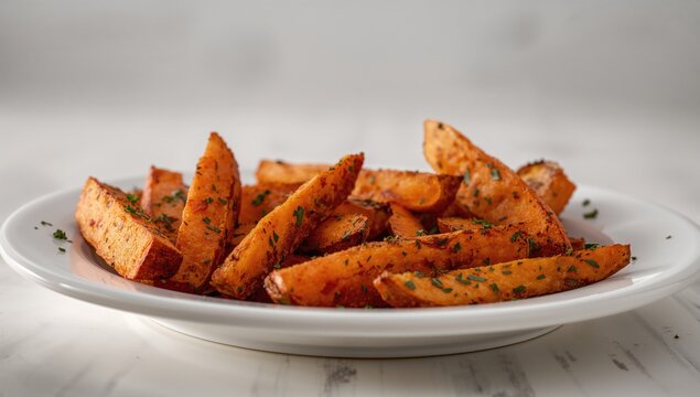 Homemade sweet potato fries, fiber-dense choice