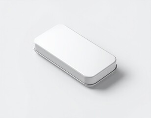 Blank Bandage/Plaster Tin Mockup: Small Rectangular Container Isolated on White. First Aid & Pharmaceutical Branding