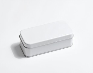 Blank Bandage/Plaster Tin Mockup: Small Rectangular Container Isolated on White. First Aid & Pharmaceutical Branding