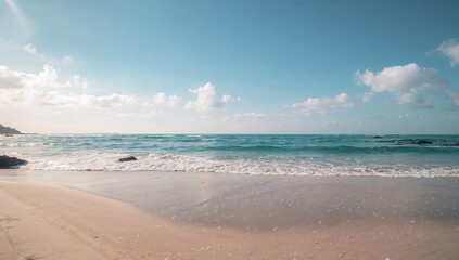 Fototapeta premium Sunny day with vibrant beach and ocean views