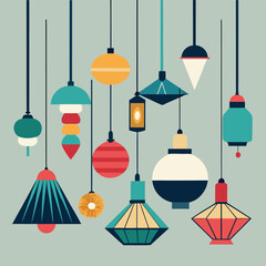 vector illustration of hanging lanterns