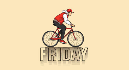 Friday feeling: A cyclist enjoying a refreshing bike ride towards the weekend anticipation