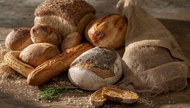 Natural Loaf Symbolizing Culinary Ingredients and Bakery Items