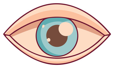 Obraz premium Detailed illustration of an open eye with a light blue iris and pinkish skin tones in a simple cartoon style