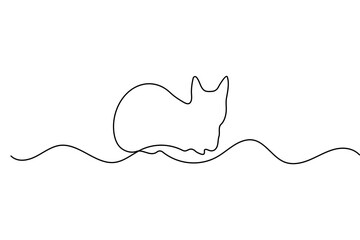 Minimalist cat one line art simple continuous outline vector illustration for modern design 
