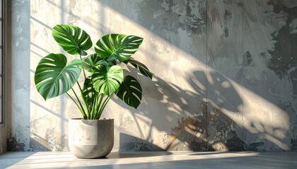 A monstera variegated plant in a minimalist pot